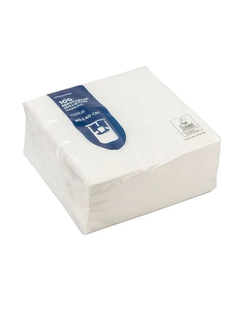 Serviettes de table 39x39 Blanc 2P /100