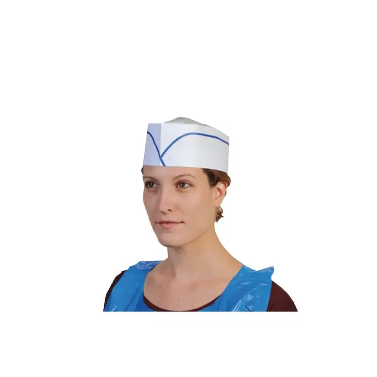 Calot Papier Blanc Liseré Bleu /100