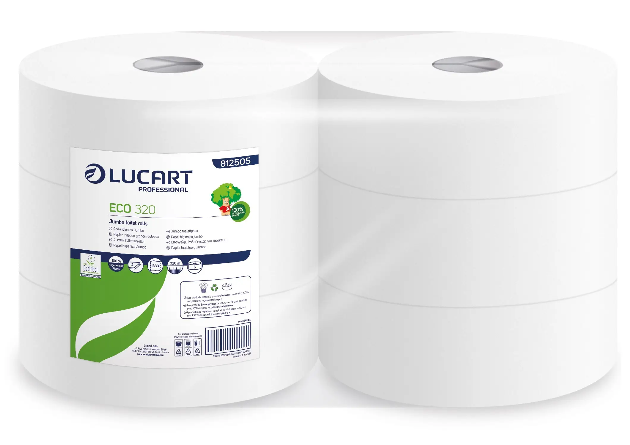 Papier Hygiénique Jumbo Lucart Ecolabel /6x320m